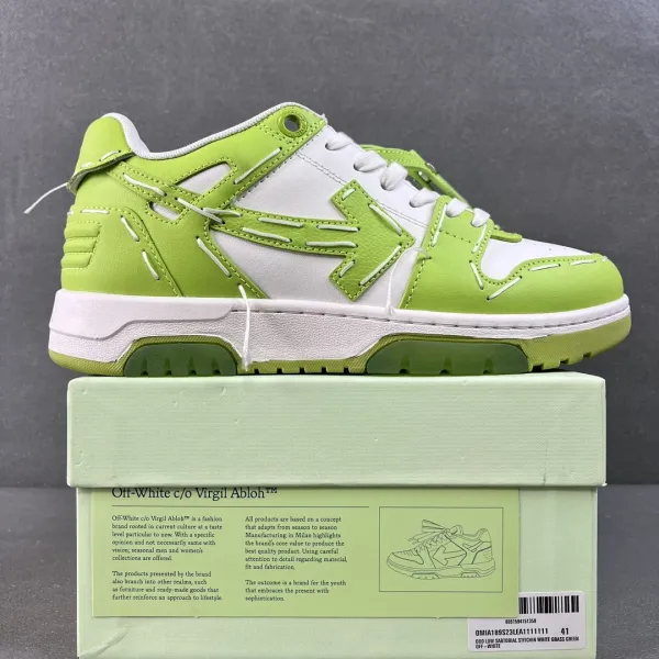 Off-White c/o Virgil Abloh 2023 Low Sanitorial Stitchin White Grass Green Sneakers - 1