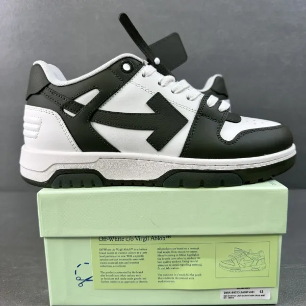 Off-White c/o Virgil Abloh Arrow Low Leather Black Green White Sneakers - 1