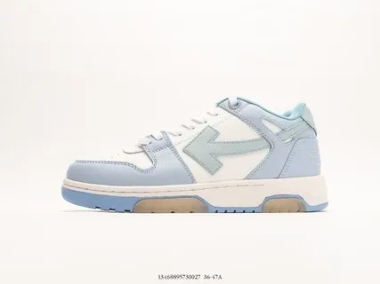 Off-White Diagonal Arrow Low Top Sneakers Light Blue and White - 1