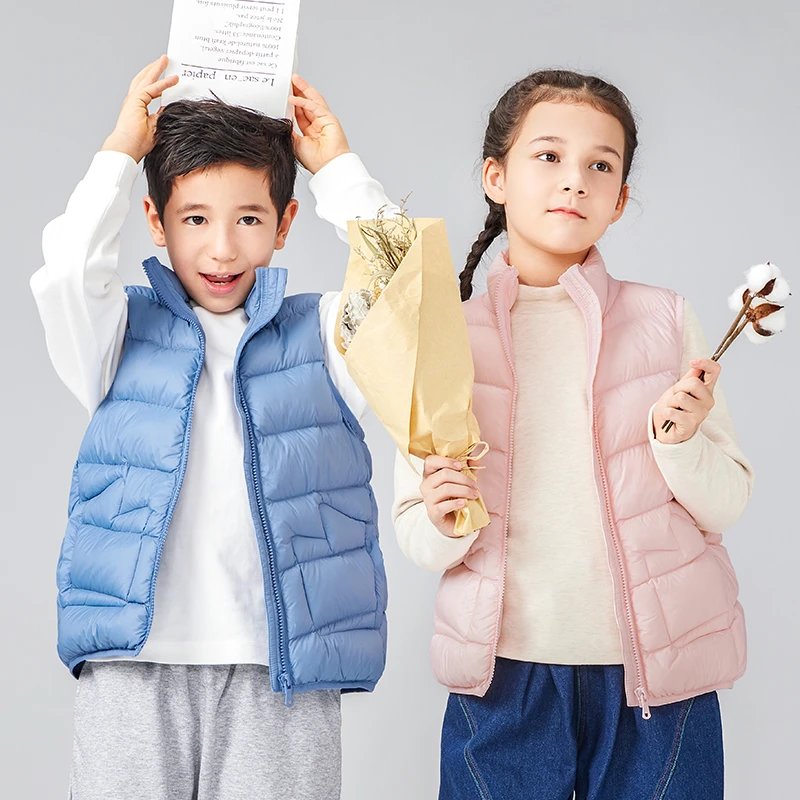 Broken code clear! Children's light down vest, infant category A standard, guo standard 90 white duck down, lightweight stand-up collar design to wrap warmth, V-shaped quilting, vivid and not monotonous~