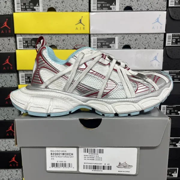 Balenciaga 3XL Extreme Laces White/Red/Turquoise/Grey Sneakers - 1