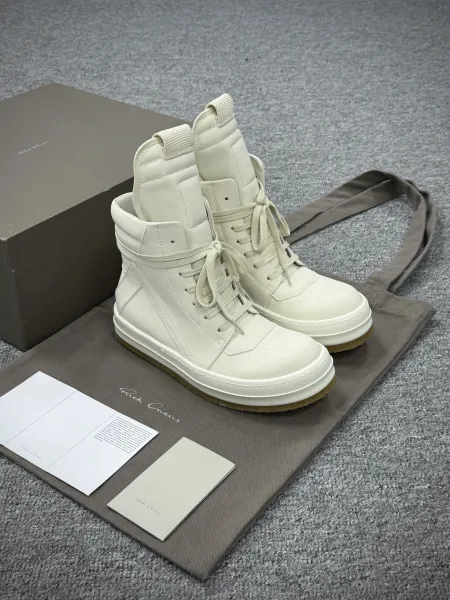 Rick Owens Geobasket High White Sneakers - 1