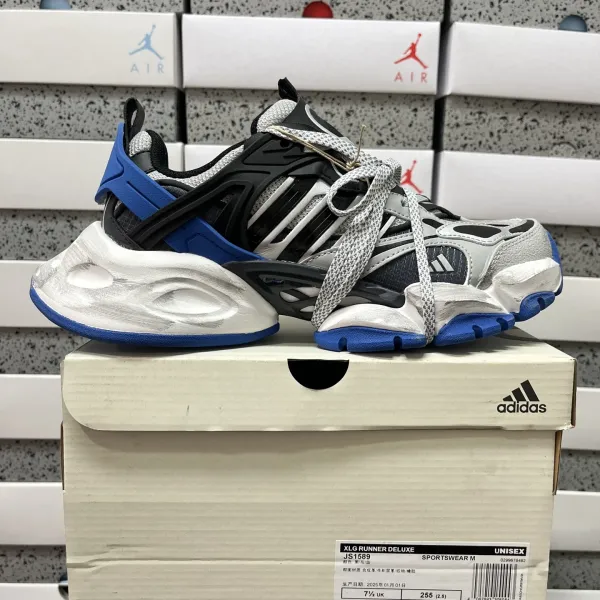 Adidas XLG Runner Deluxe Black / Gray / Blue Sneakers Chunky Sneakers - 1