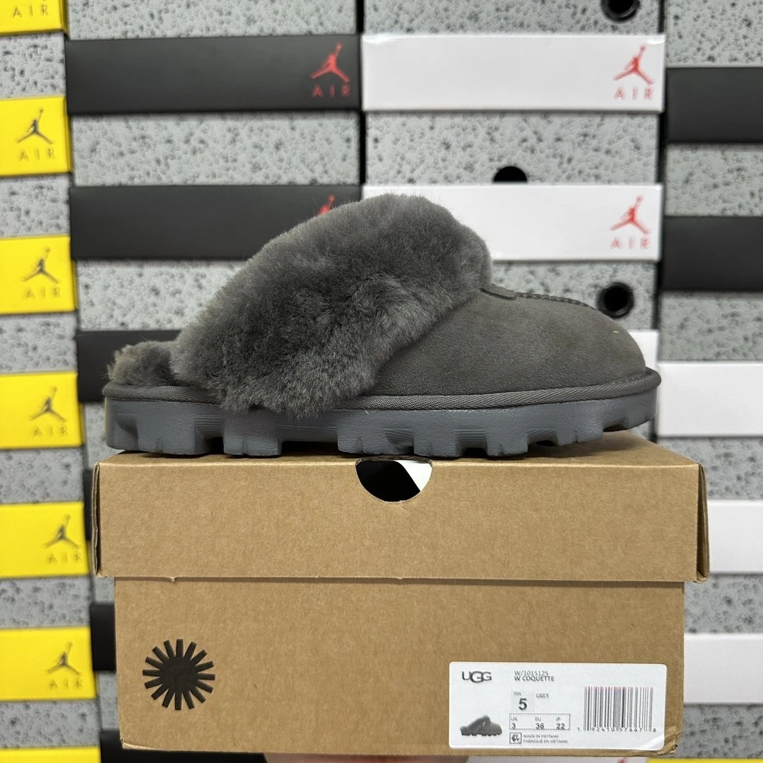 UGG W Coquette Gray Sheepskin Slippers - 1