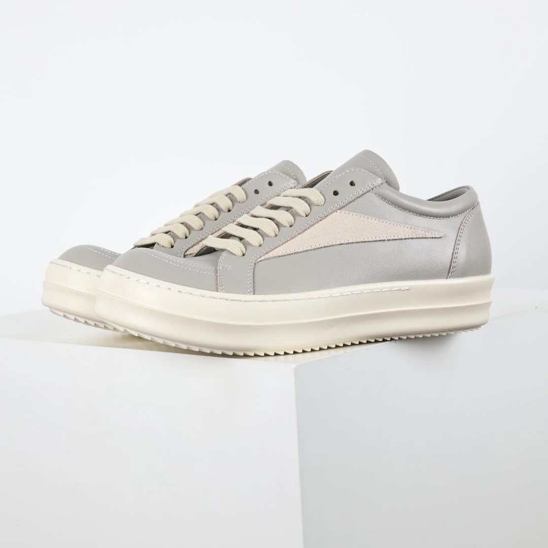 Rick Owens Sneakers Low-Top Lace-Up Canvas — RO Pinado Gray