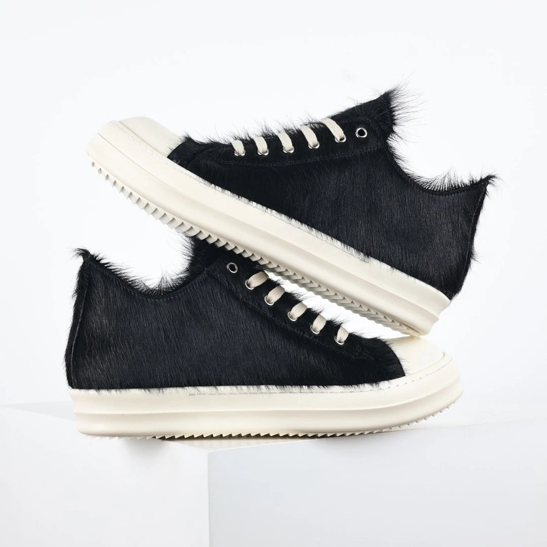 Rick Owens Sneakers Low-Top Lace-Up Canvas — RO watermelon-head horsehair