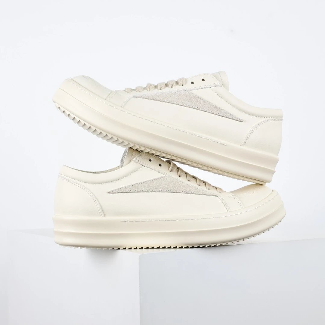 Rick Owens Sneakers Low-Top Lace-Up Canvas — RO White Paper