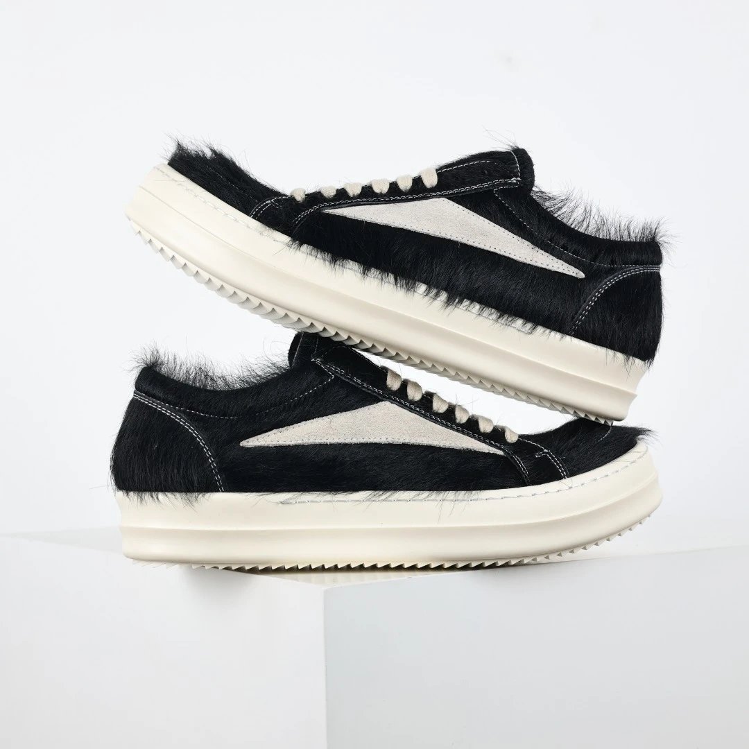Rick Owens Sneakers Low-Top Lace-Up Canvas — RO horsehair