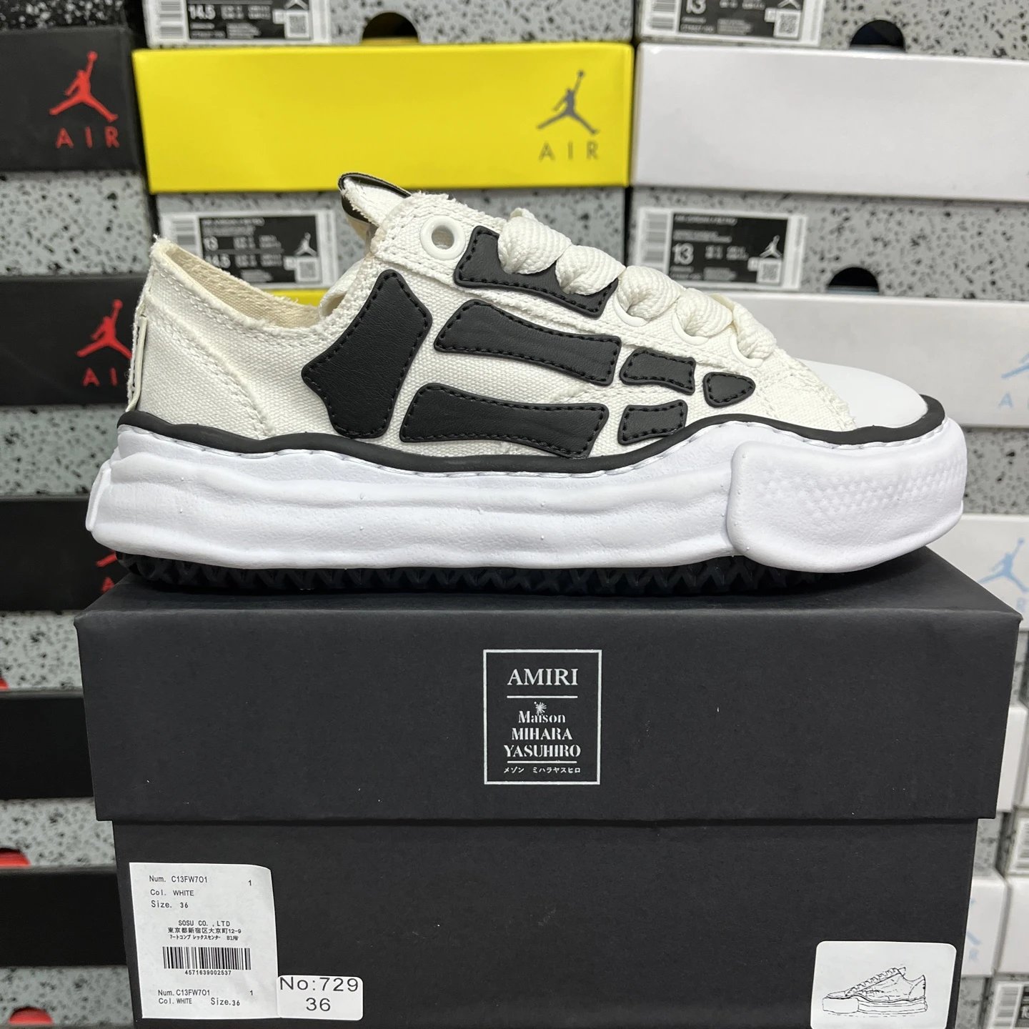 Maison Mihara Yasuhiro Skeleton Low White Sneakers