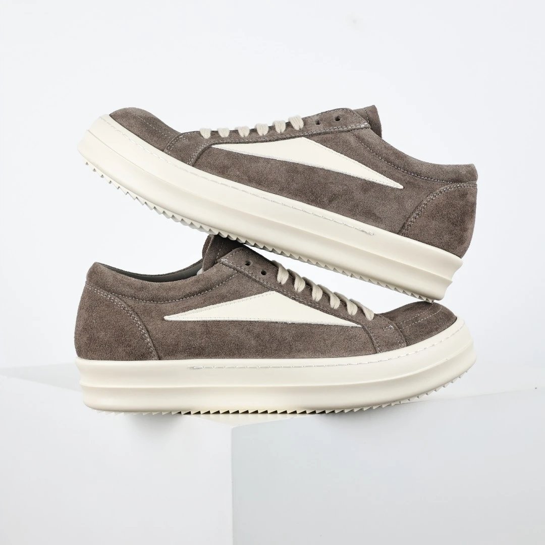 Rick Owens Sneakers Low-Top Lace-Up Canvas — RO Mocha