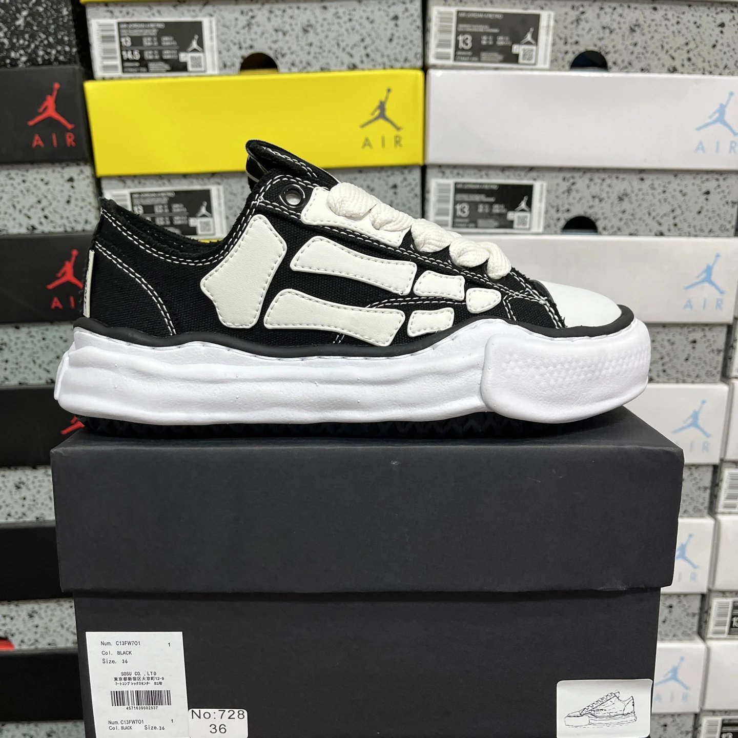 Maison Mihara Yasuhiro Skeletal Low Black / White Sneakers