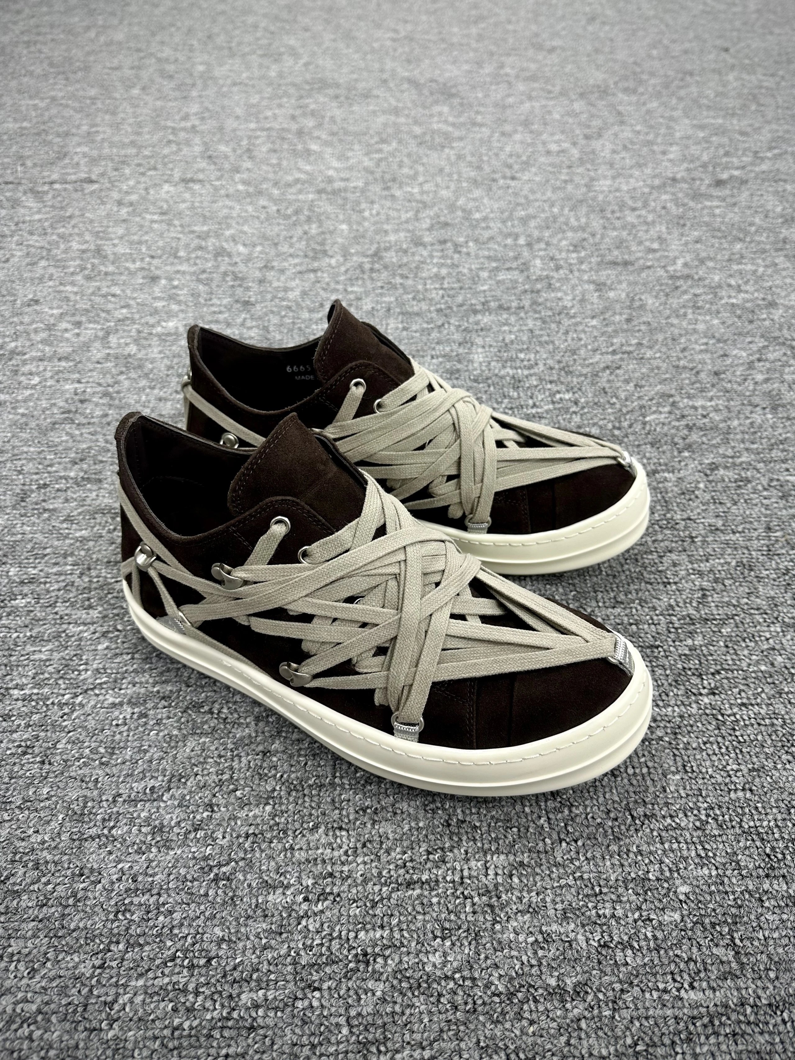 Rick Owens DRKSHDW Lace-Up Suede Sneakers Brown / Beige