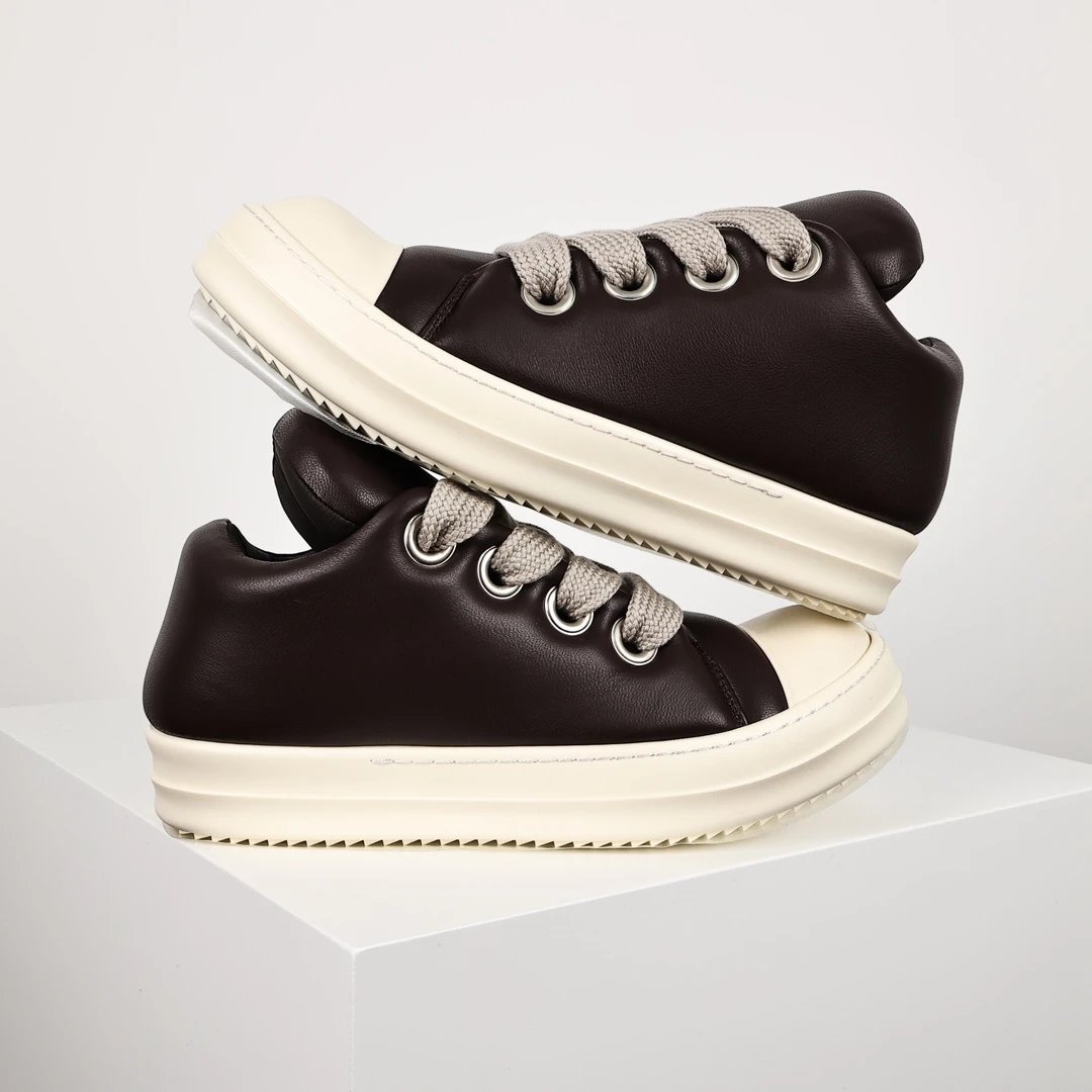 Rick Owens Sneakers Low-Top Lace-Up Canvas — RO watermelon-head chunky shoelaces
