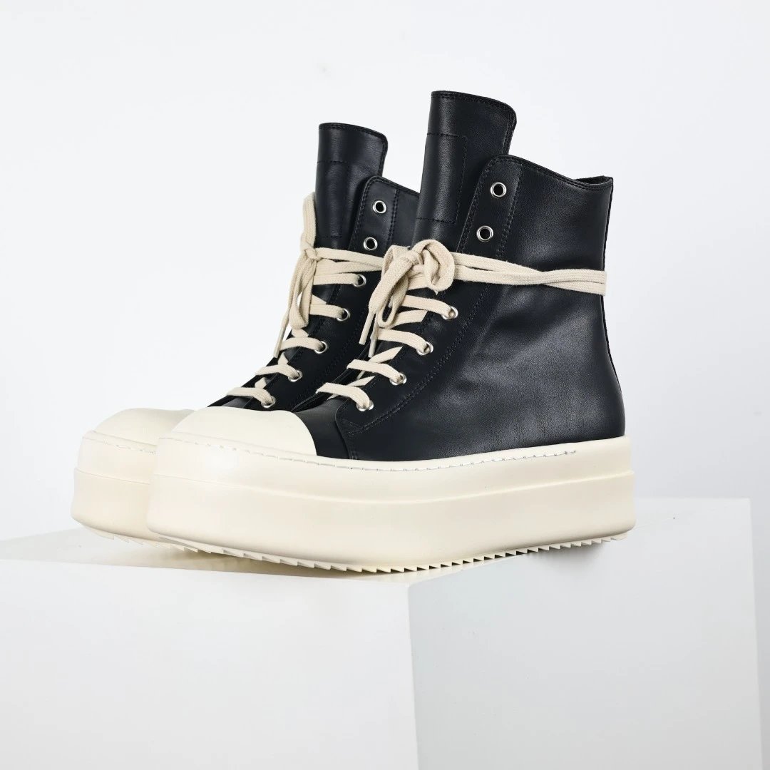 Rick Owens Sneakers Low-Top Lace-Up Canvas — RO watermelon-head high-top black leather thick sole