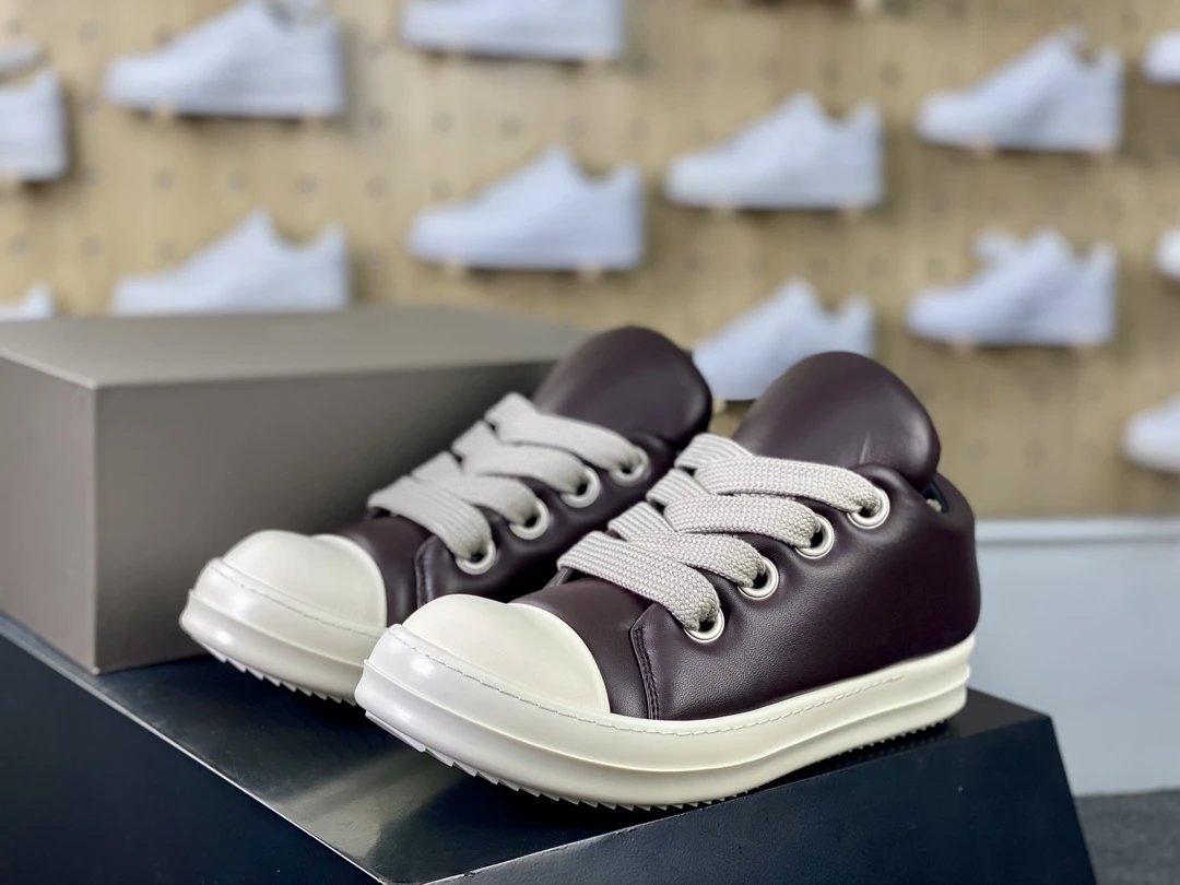 Rick Owens Sneakers Low-Top Lace-Up Canvas — RO watermelon-head brown loafers