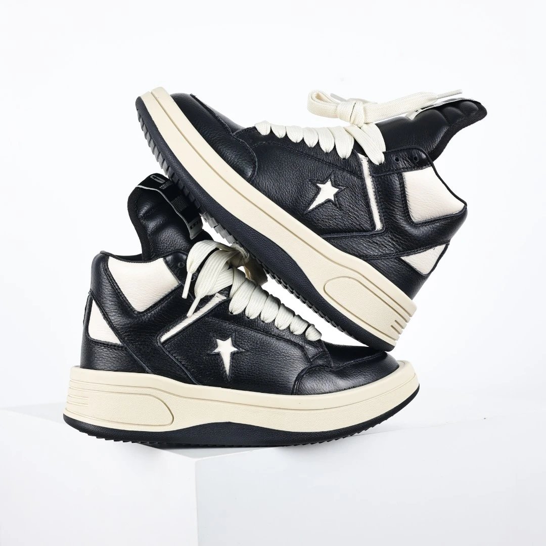 Rick Owens Sneakers Low-Top Lace-Up Canvas — RO Converse black and white