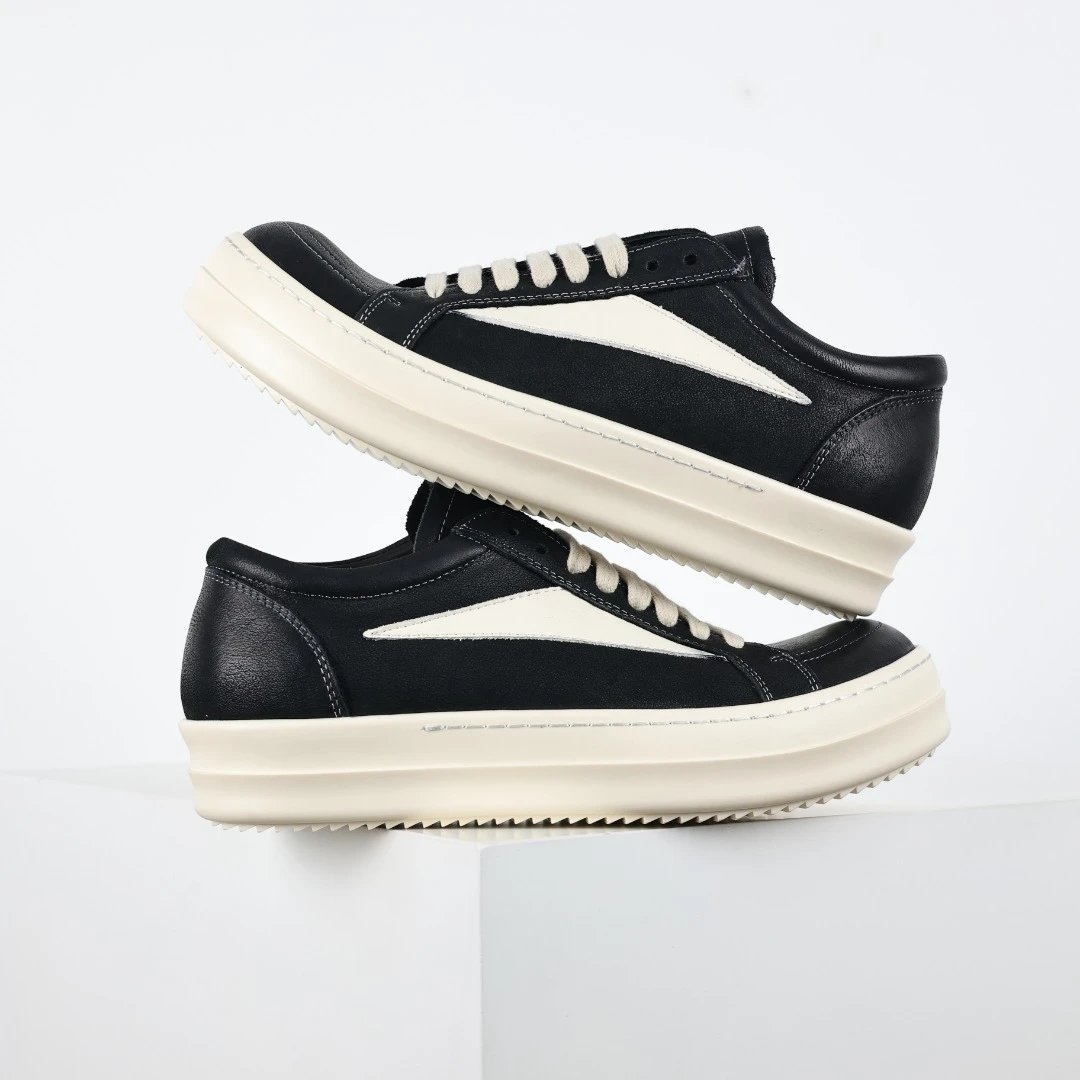 Rick Owens Sneakers Low-Top Lace-Up Canvas — RO oil wax leather