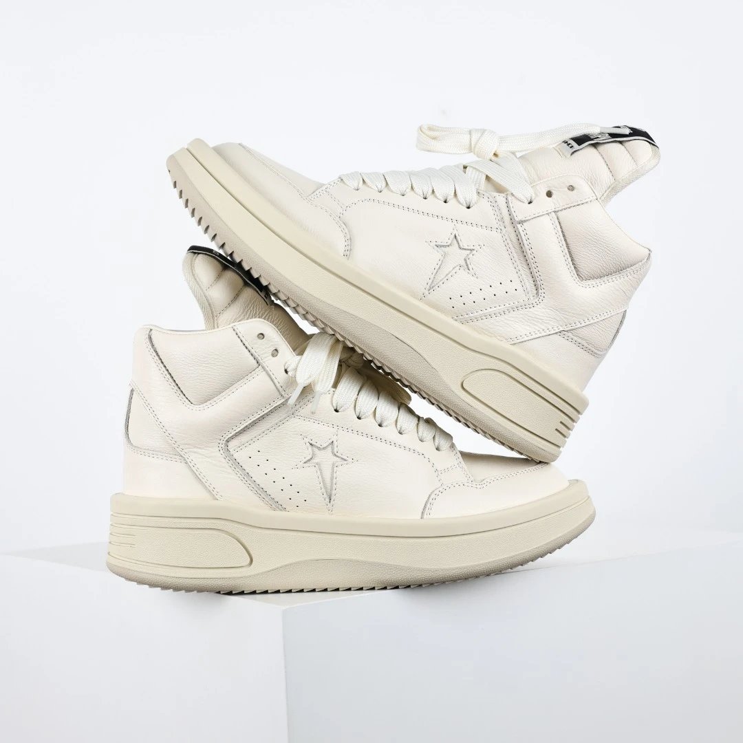 Rick Owens Sneakers Low-Top Lace-Up Canvas — RO Converse white ivory