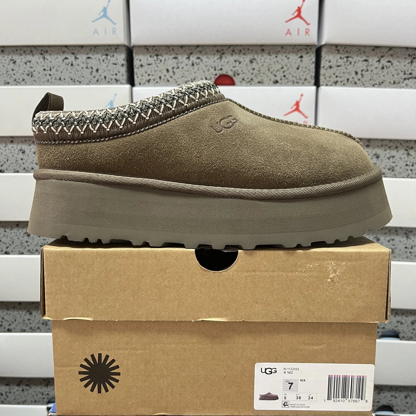UGG Tasz Platform Slipper Beige Suede Shoes - 1