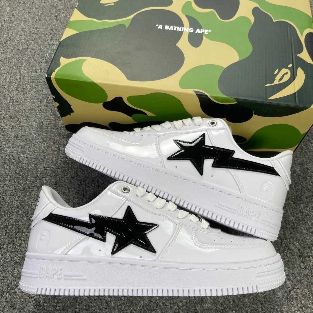 SHM191302M Black White Patent Leather
