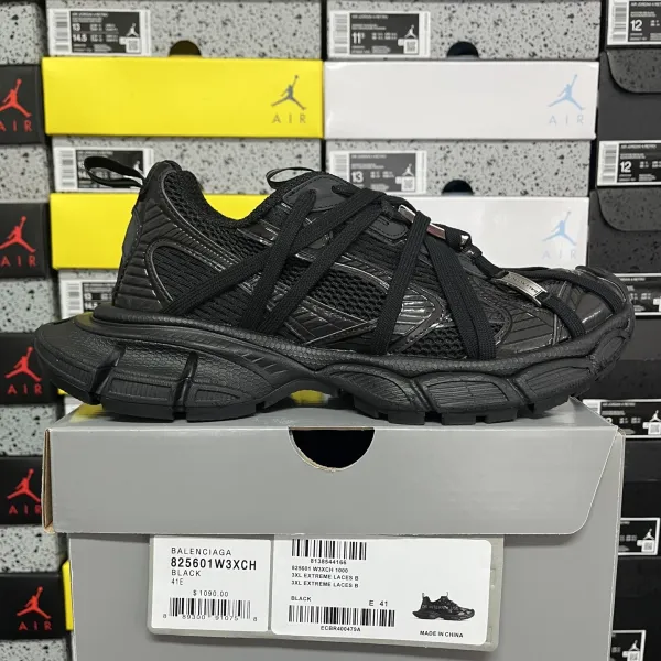 Balenciaga Triple S Extreme Laces Black Chunky Sneakers - 1