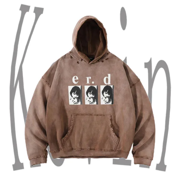 Klein er.d Distressed Brown Graphic Hoodie - 6