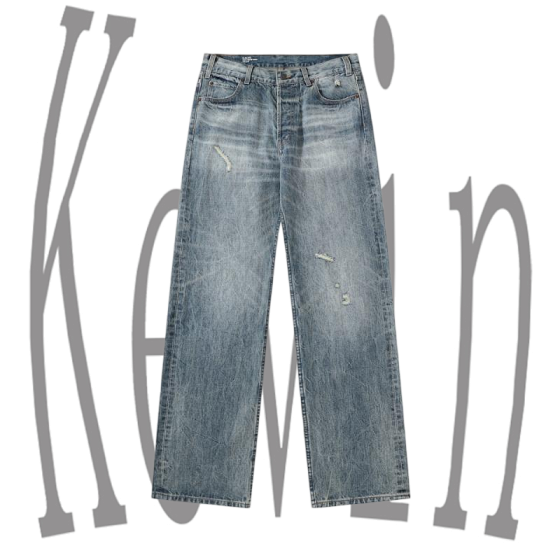 Celine 25SS Kurt Washed Denim Jeans with Rippled Texture - H44