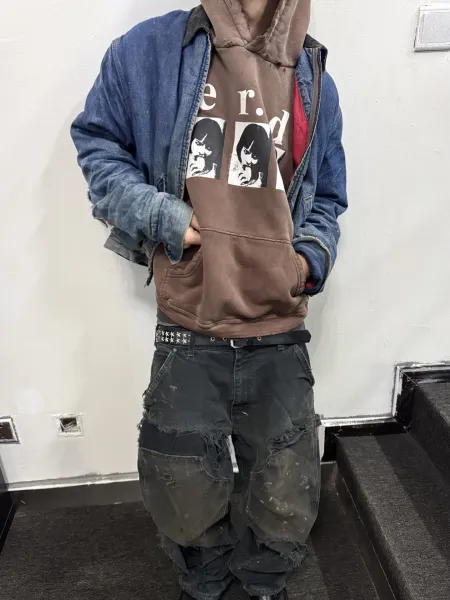 Klein er.d Distressed Brown Graphic Hoodie - 5