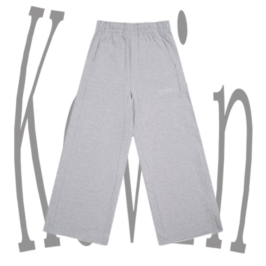Vetements SS24 New Embroidered Logo Loose-Fit Long Pants Casual Wide-Leg Sweatpants - H113