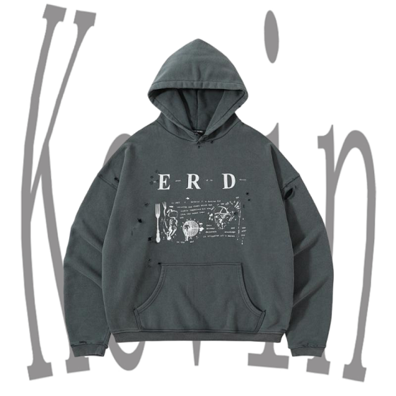 ERD25SS Melancholic Rich Second Generation War Character Washed Destruction Hoodie - H44