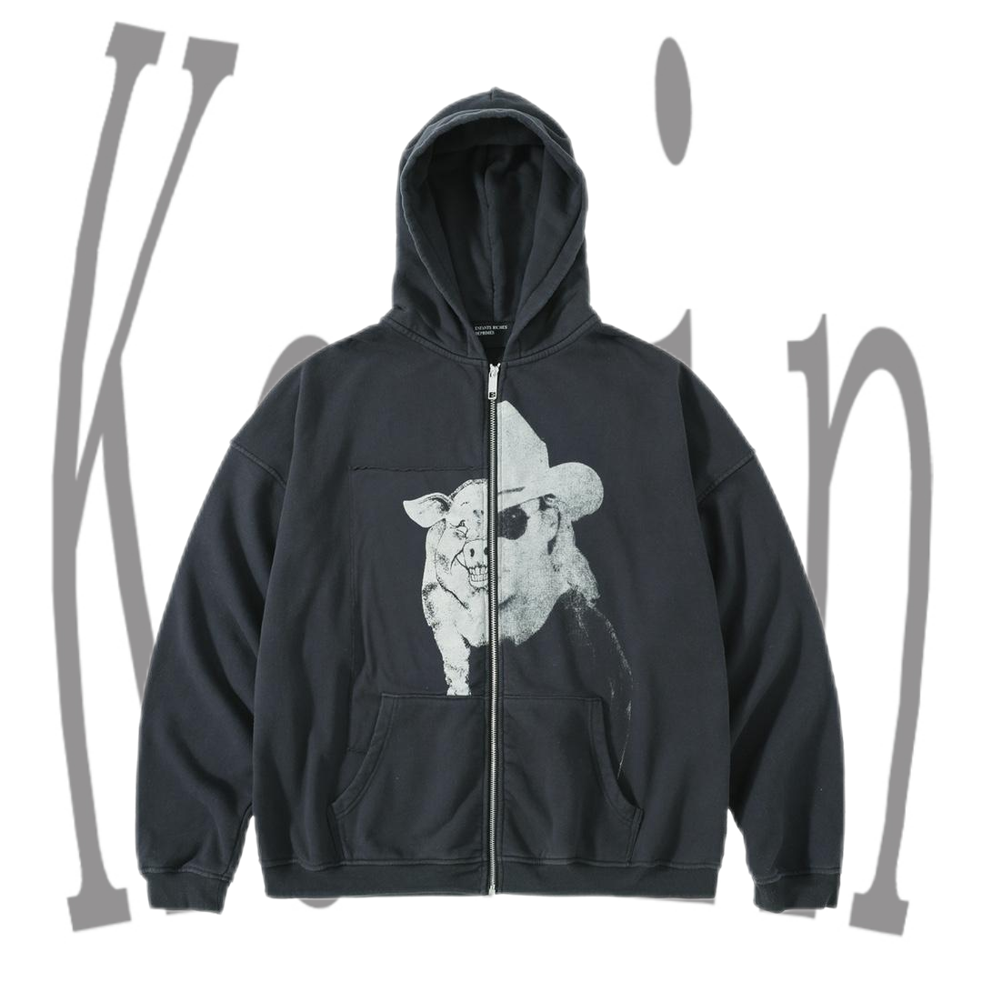 ERD24SS Melancholic Rich Second Generation Pig Madonna Zipper Hoodie Hoodie - H44