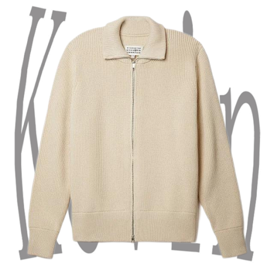 Hand sewn four corner logo/cleanfit gray high neck stand up collar wool double zipper knitted cardigan sweater jacket for men - H61