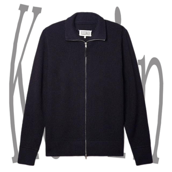 Four cornered logo/cleanfit navy blue and dark green high neck stand up collar wool zipper knitted cardigan sweater jacket for men - H61