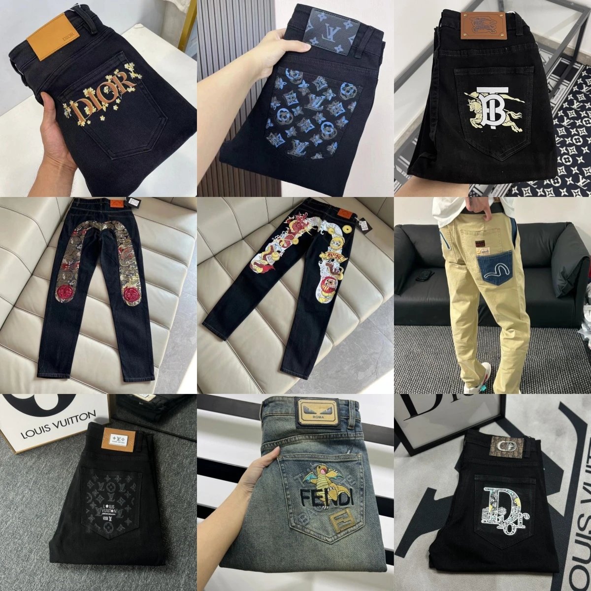 Luxury Brand Embroidered Denim