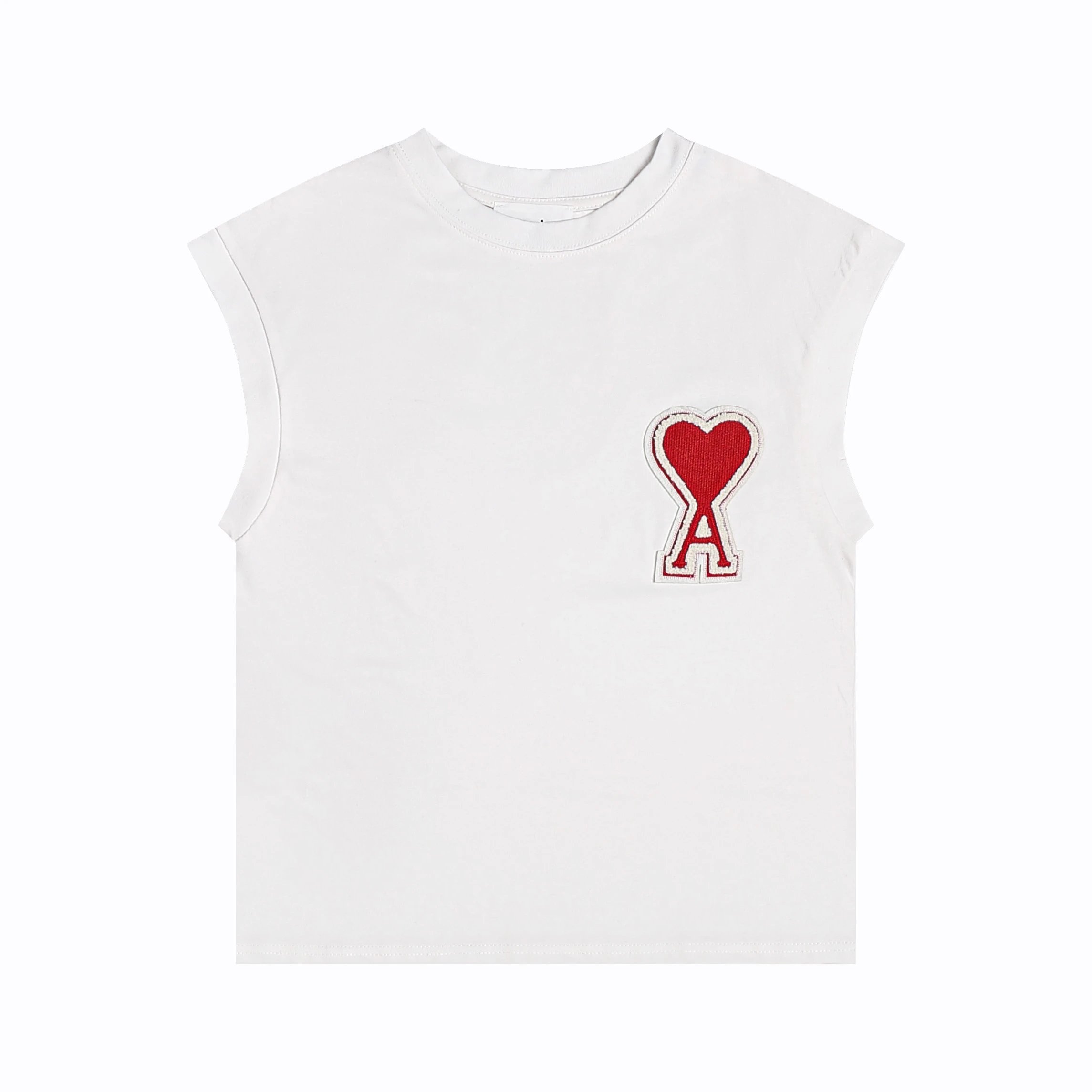 Ami Paris Heart Logo Sleeveless T-Shirt White - 12