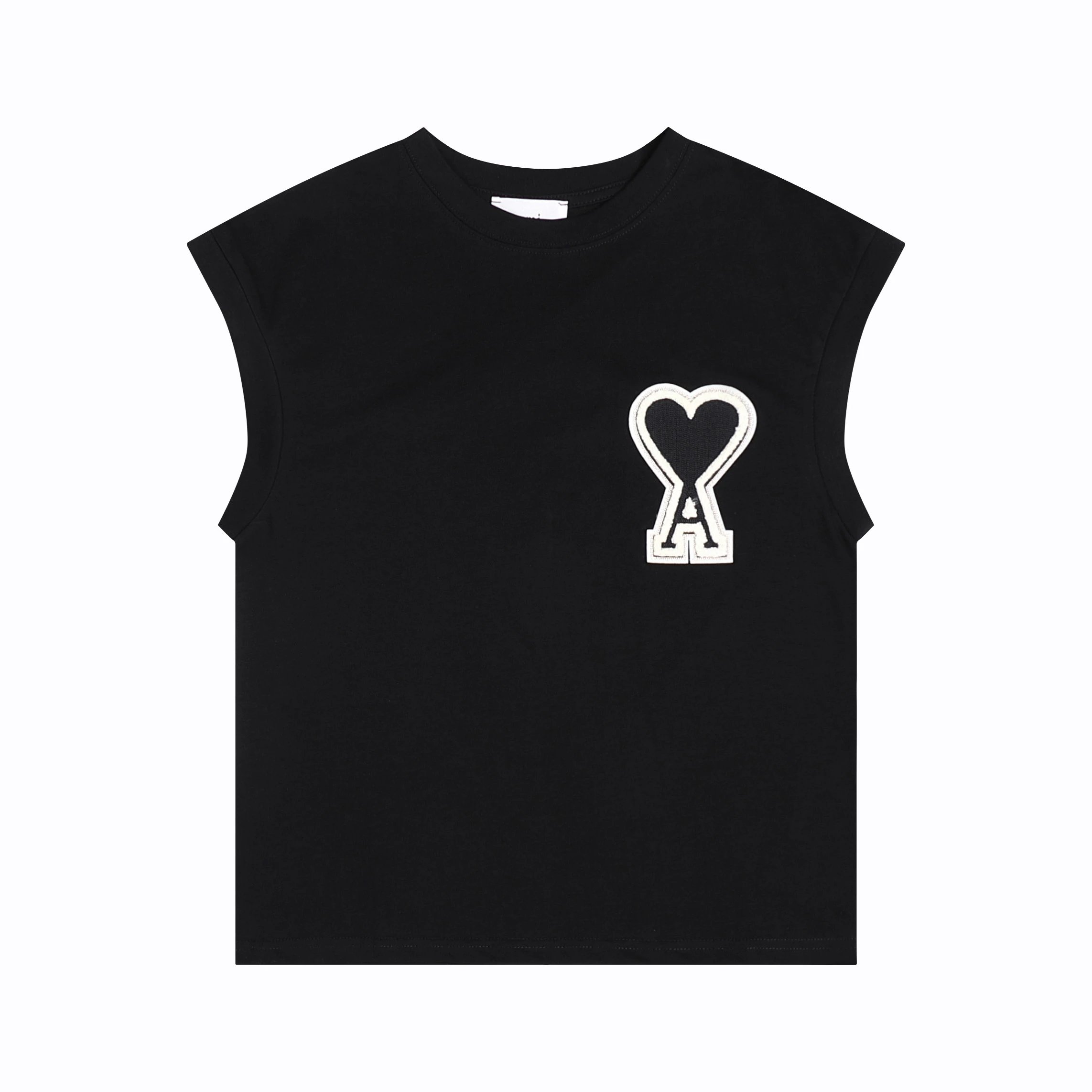 Ami Paris Heart Logo Sleeveless T-Shirt White - 10