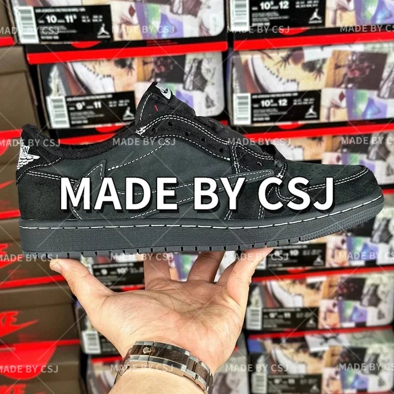 Ts x AJ1 Low Black Phantom Black Barb Low