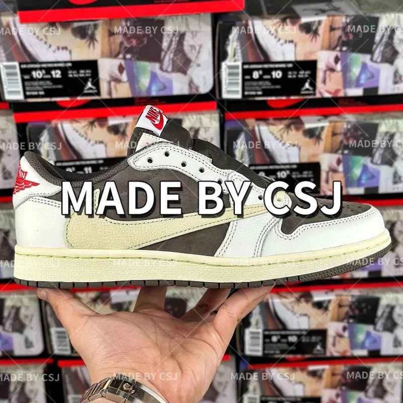 Ts x AJ1 Low Reverse Mocha White Brown Barbs