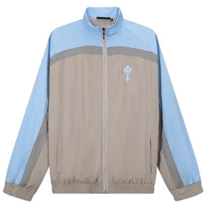 Corteiz Alcatraz Colorblock Track Jacket Blue Beige Grey