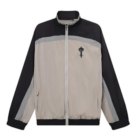 Corteiz Alcatraz Colorblock Track Jacket Black Beige Grey
