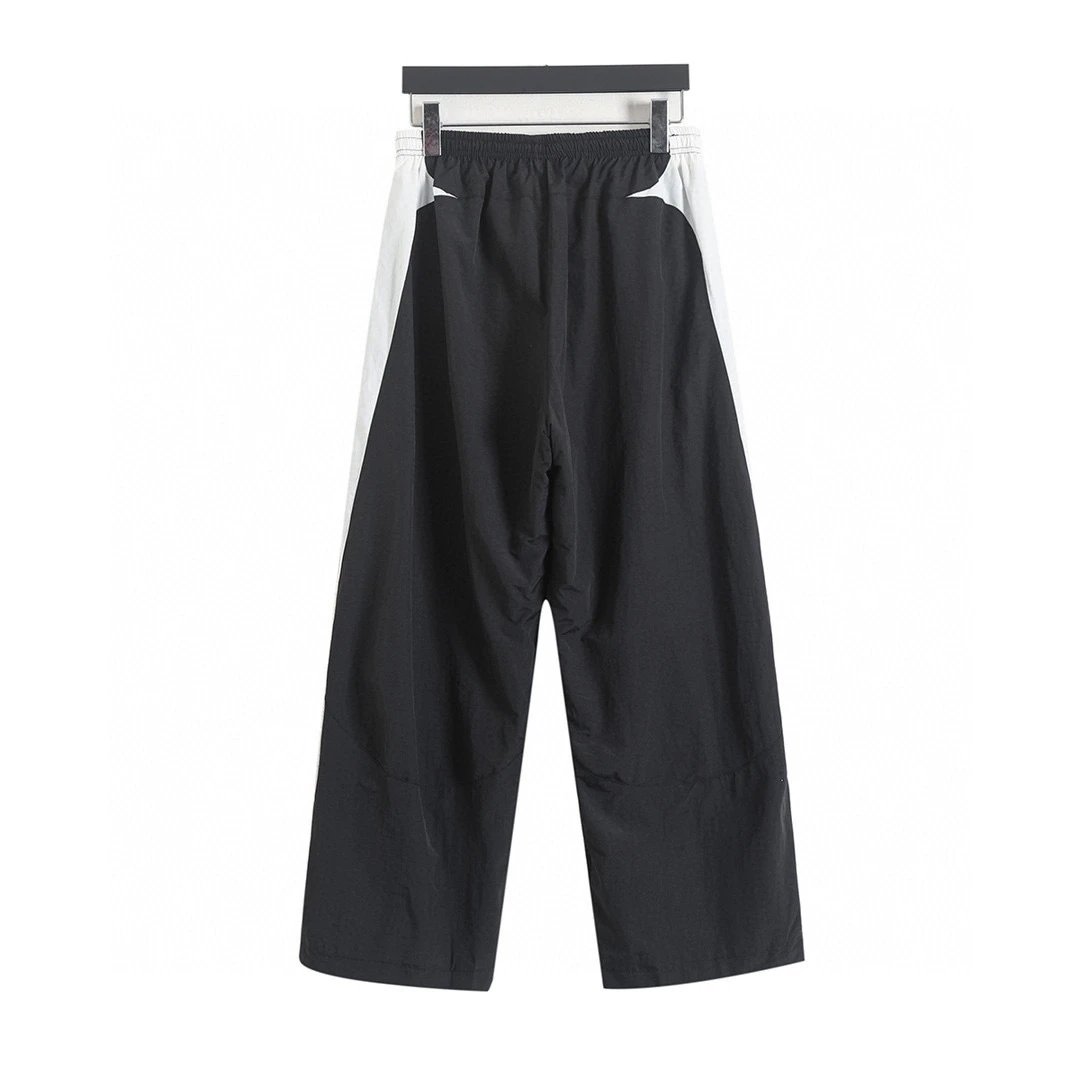 Balenciaga Wide Leg Colorblock Track Pants Black White