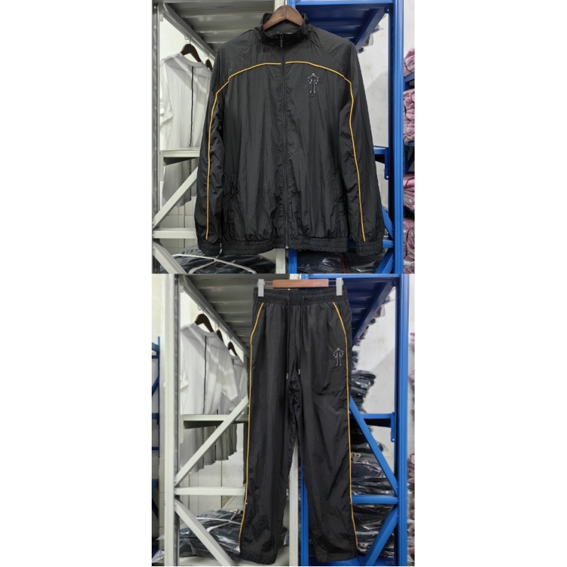 Generic Tracksuit Set Track Jacket and Pants Black Gold