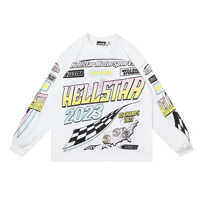 Hellstar Racing-Themed Gradient Print Long-Sleeve T-Shirt