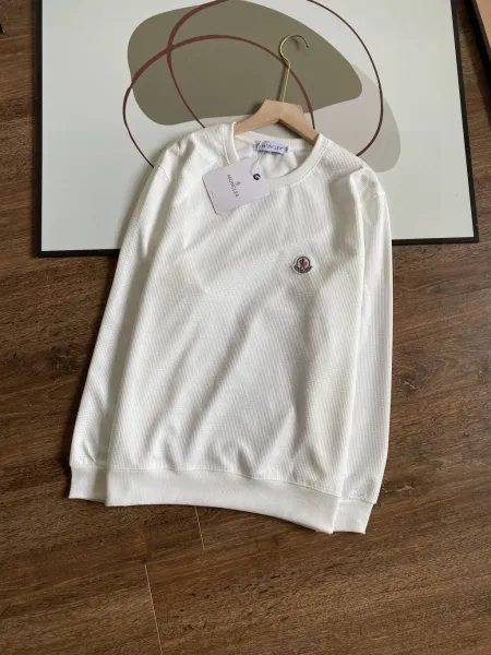 Moncler Ribbed Crewneck Sweatshirt White - 1