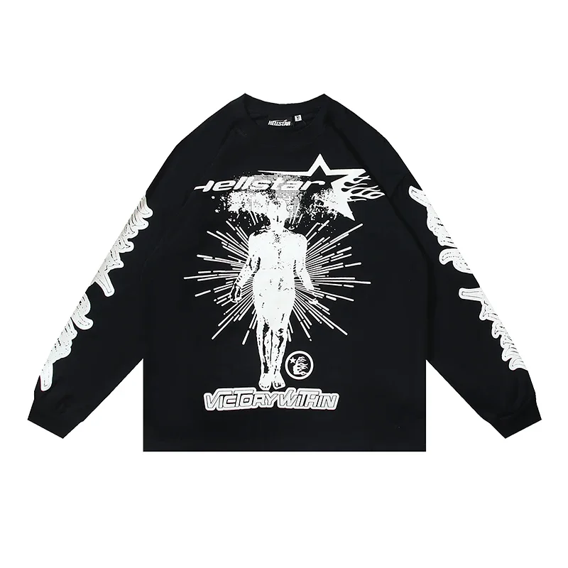 Hellstar Portrait & Radiant Star Motif Long-Sleeve T-Shirt