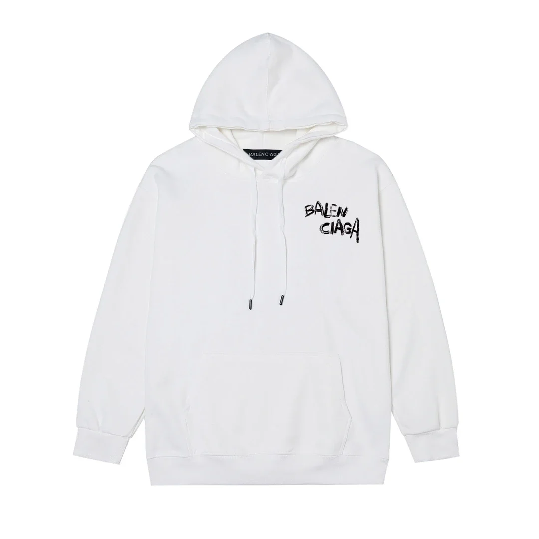 Balenciaga Off-White Hoodie with Graffiti-Style Handwritten Lettering