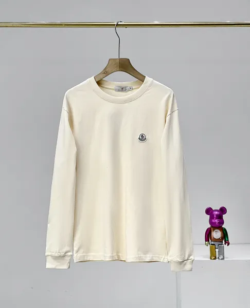 Moncler Logo Patch Long-Sleeve T-Shirt Beige - 1