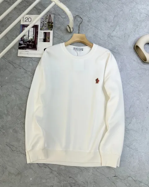 Moncler Logo Embroidered Off-White Sweatshirt - 1
