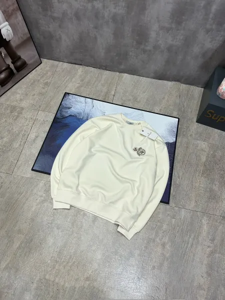 Moncler Genius Logo Patch Crewneck Sweatshirt Beige - 1
