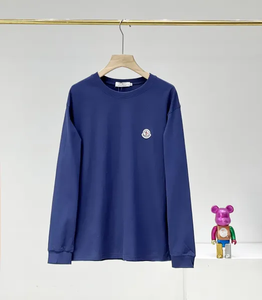 Moncler Logo Patch Long-Sleeve T-Shirt Navy - 1